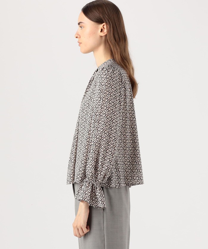 Ballsey★美品★BBカリグラフィプリント タックネックブラウス セール 30%OFF】BBカリグラフィプリント タックネックブラウス
