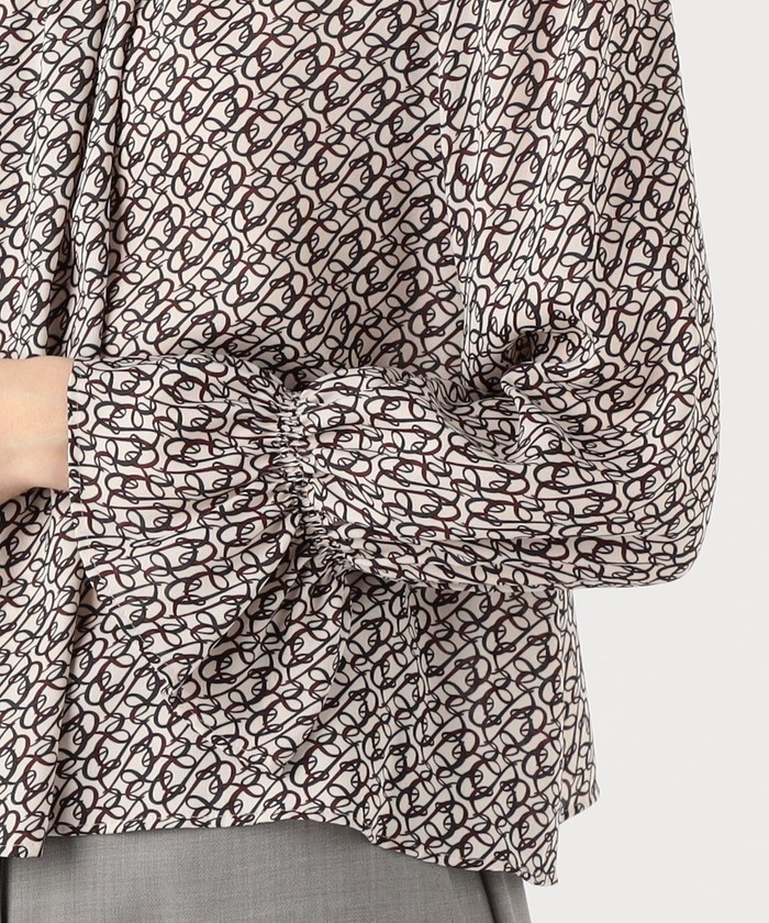 Ballsey★美品★BBカリグラフィプリント タックネックブラウス セール 30%OFF】BBカリグラフィプリント タックネックブラウス
