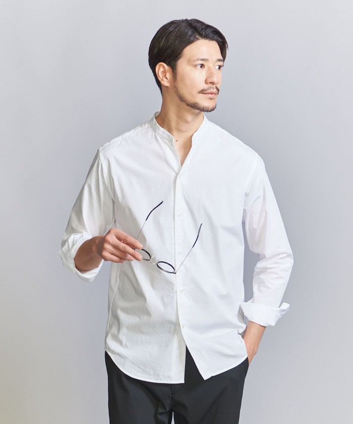 日本初の WEB限定 スキッパー バンドカラー SMART】コットン WARDROBE トップス