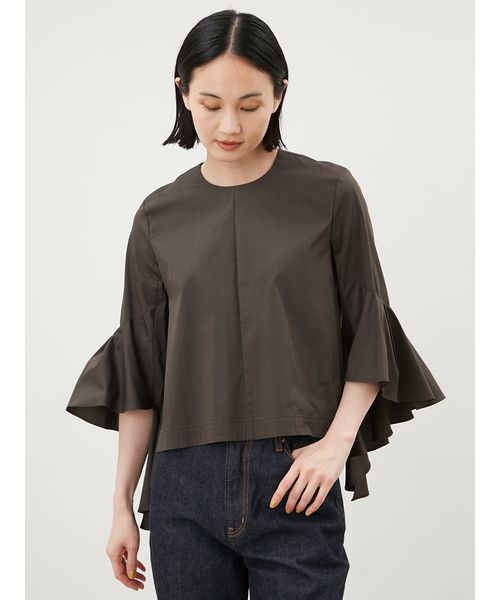 セール 50%OFF】ラッフルスリーブショート丈ブラウス(506599329 セール 50%OFF】ラッフルスリーブショート丈ブラウス(506599329