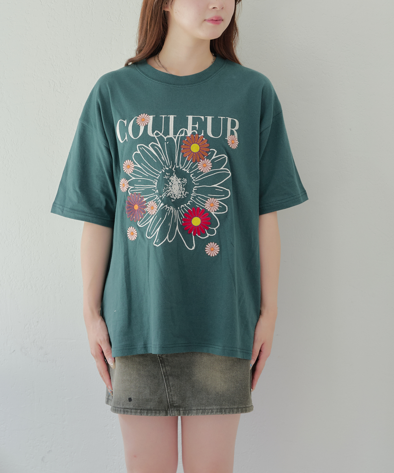 クーポン】マーガレット刺繍T トップス Tシャツ カジュアル 半袖