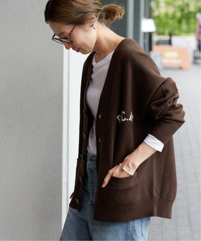 新品タグ付フレームワーク 24AW カレッジロゴカーディガン