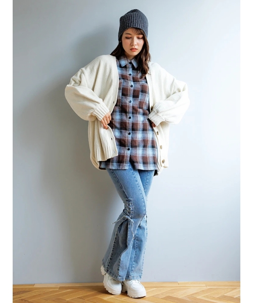 韓国 ルーズ デニム フレア 2色 グリッター ストリート nr7628 セール 14%OFF】ルディックパーク Ludic Park 【Y2K韓国っぽ