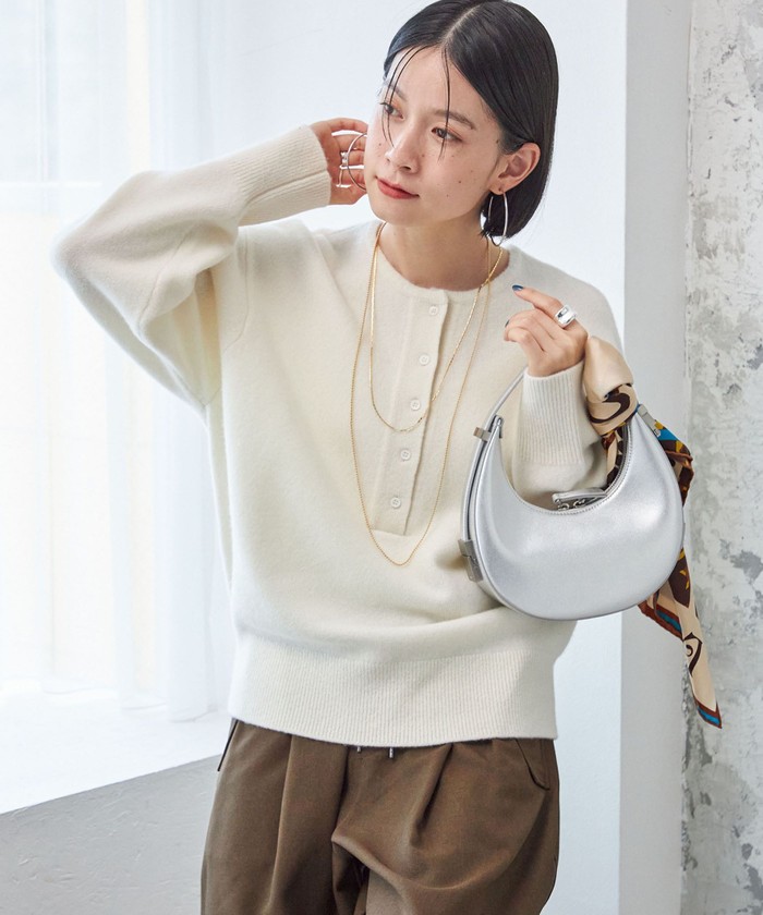 SHIPS for women / シップスウィメン 〈手洗い可能〉7G ウール カシミヤ ヘンリーネック 2WAY プルオーバー セール】〈手洗い可能〉7G ウール カシミヤ ヘンリーネック 2WAY