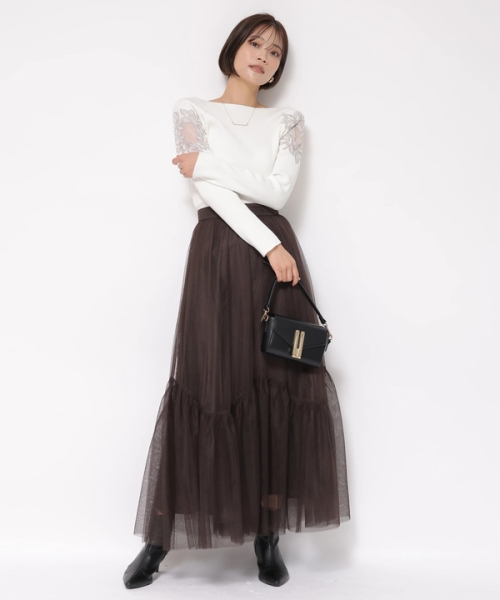 アシメ刺繍リブニット(506858040) | アプワイザー リッシェ(Apuweiser-riche) - d fashion
