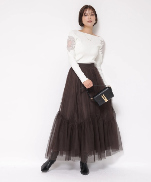 アシメ刺繍リブニット(506858040) | アプワイザー リッシェ(Apuweiser-riche) - d fashion