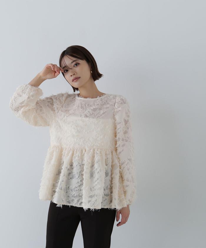 セール 50%OFF】バックリボンシャギーティアードブラウス