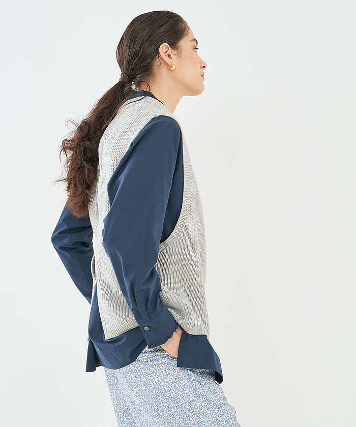 セール 30%OFF】バックレースアップ畔編みベスト(506856165