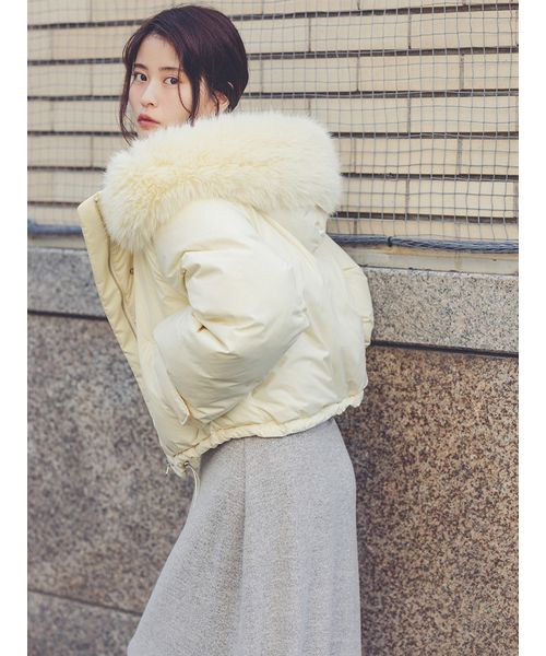 SNIDEL - SNIDEL フードファーショートダウン モカ 西川コラボの