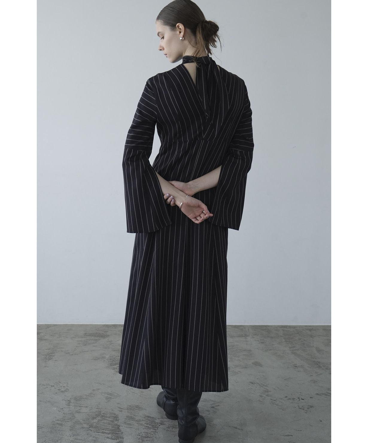 ワンピース Stripe flare one piece GR INTERPLAY x MAYUKO】2 Way No-Sleeve Tuck Flare One-piece