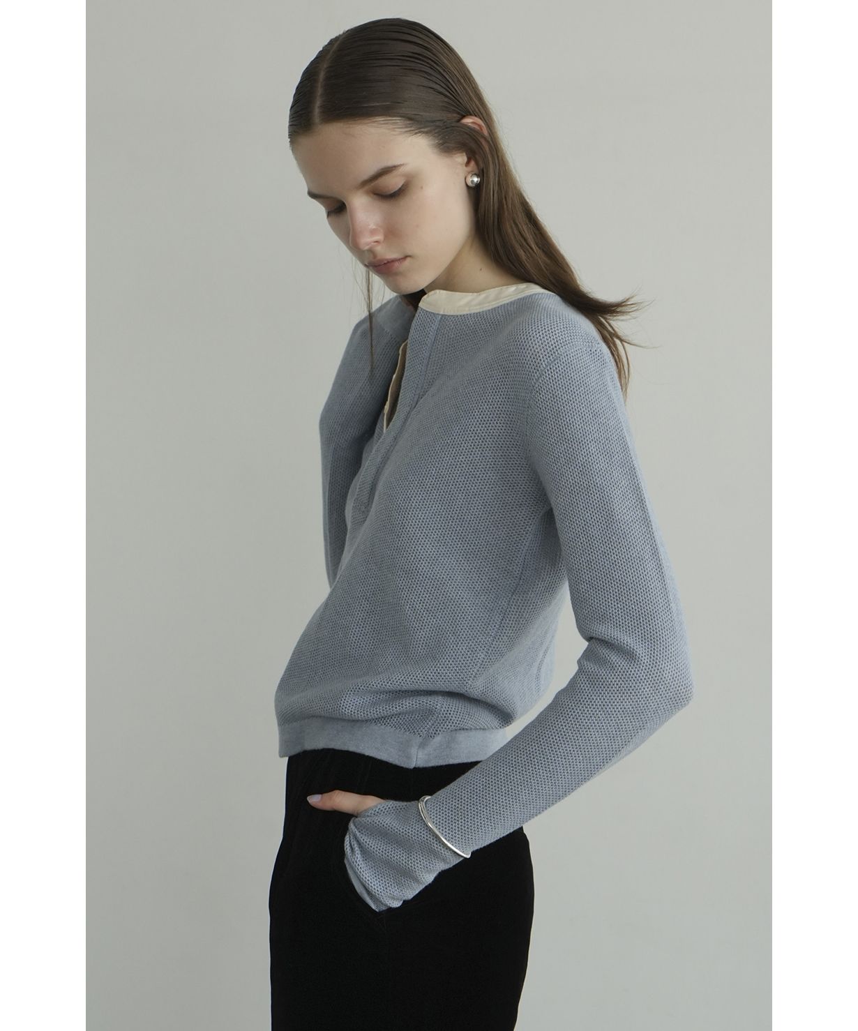 MESH HENLEY NECK TOPS(506227418) | クラネ(CLANE) - d fashion