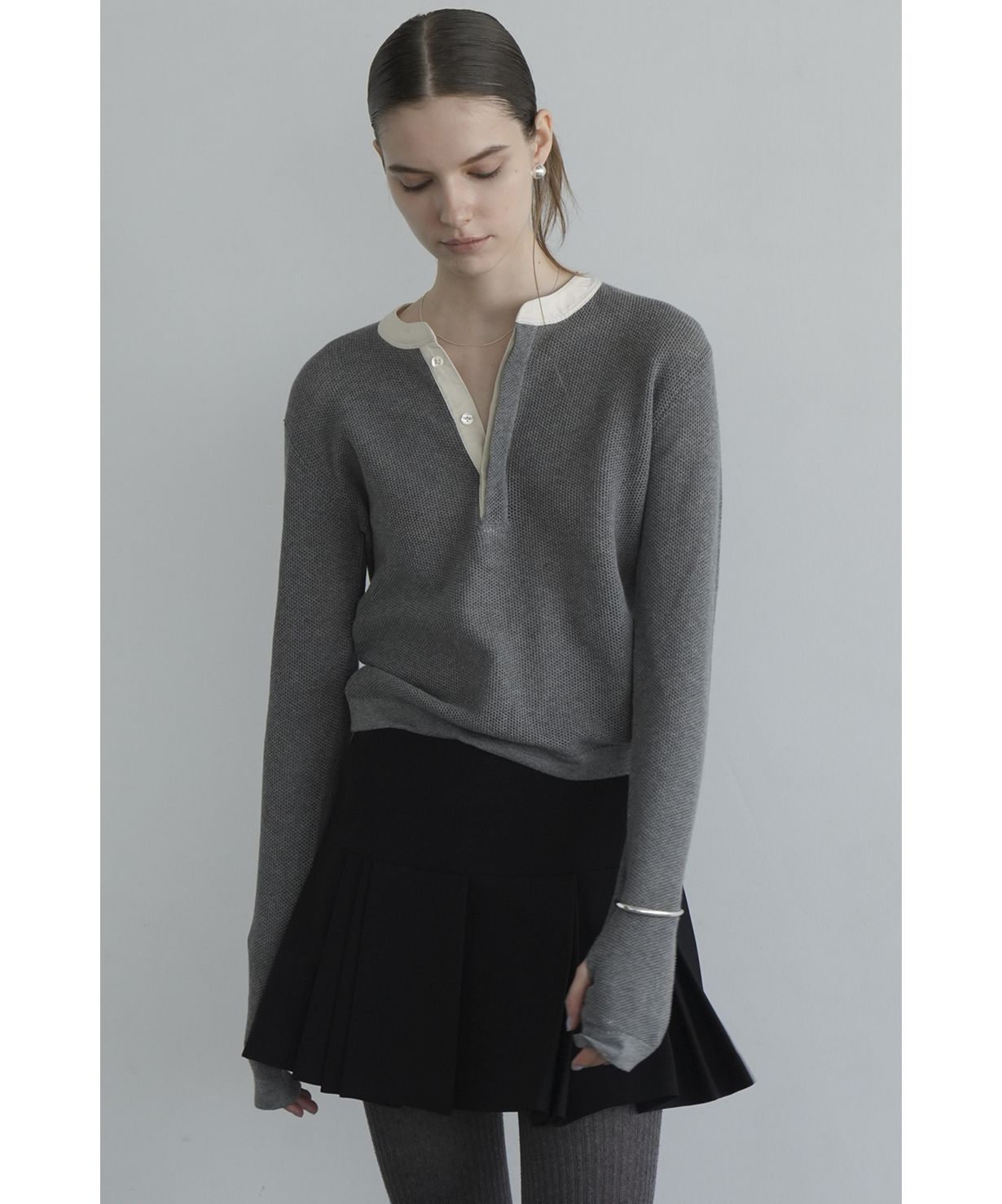 MESH HENLEY NECK TOPS(506227418) | クラネ(CLANE) - d fashion