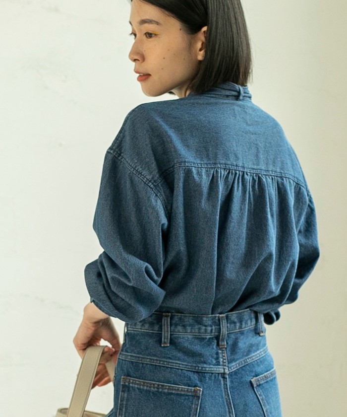 ブラウス シャツ 2WAYデニムボウタイブラウス「ウォッシャブル」 レディース Mila Owen｜2WAYデニムボウタイブラウス【ウォッシャブル