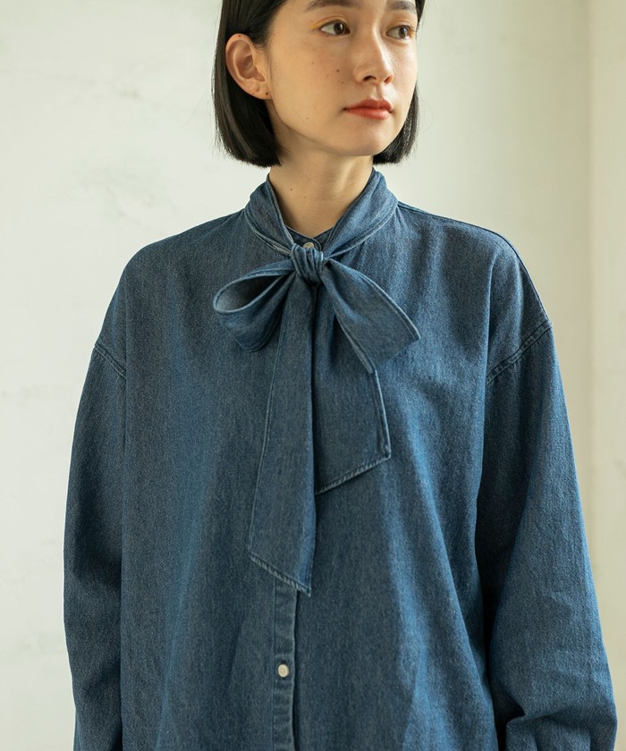 セール 40%OFF】2WAYボウタイデニムシャツブラウス(506861198