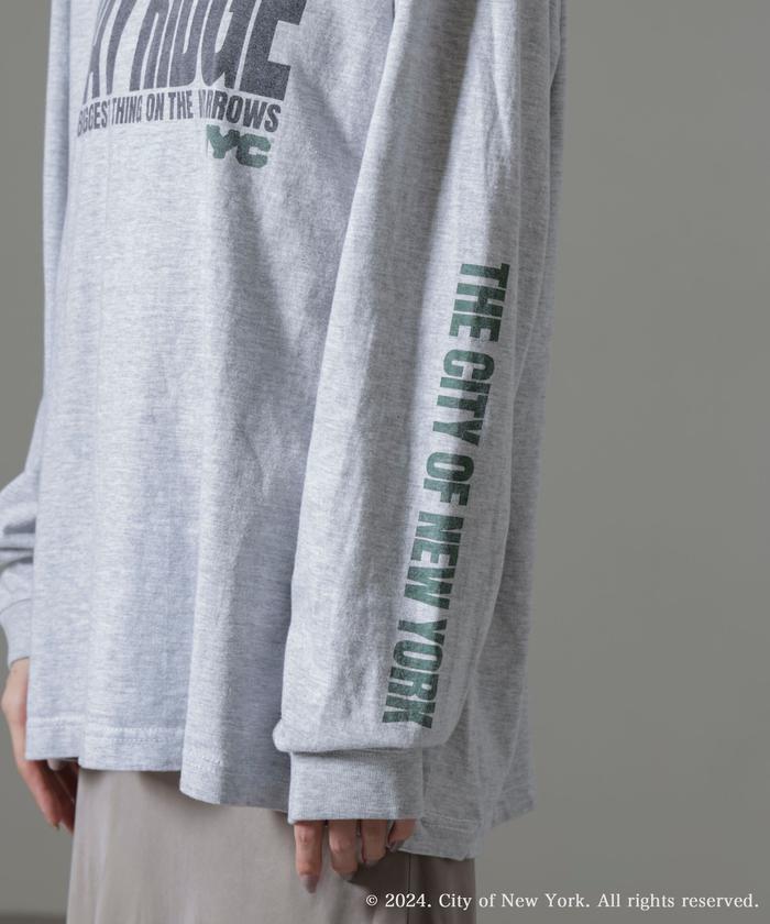 ARAKI ロンT GOOD ROCK SPEED/NYC プリント ロングスリーブTシャツ アッシュ