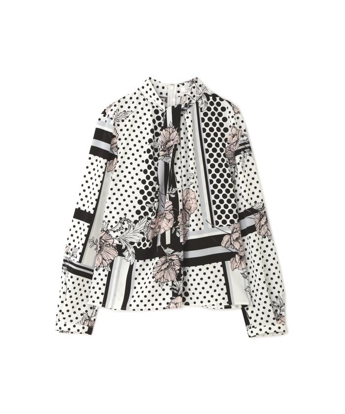 セール 30%OFF】◇ラインブロックフラワープリントブラウス