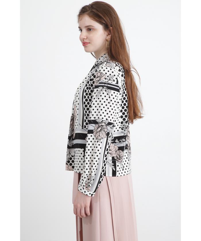 セール 30%OFF】◇ラインブロックフラワープリントブラウス