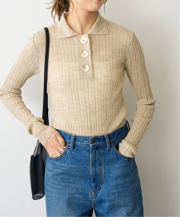 Spick and Span  ビッグボタン ポロシアーニット Spick and Span ビッグボタン ポロシアーニット