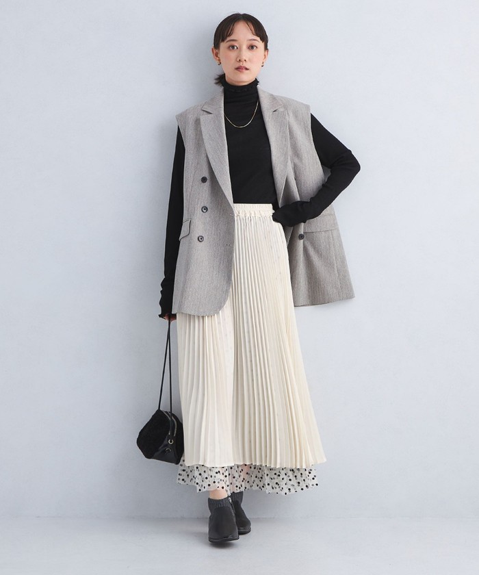 size SHORT/TALLあり］2WAY チュール ドット プリーツ スカート