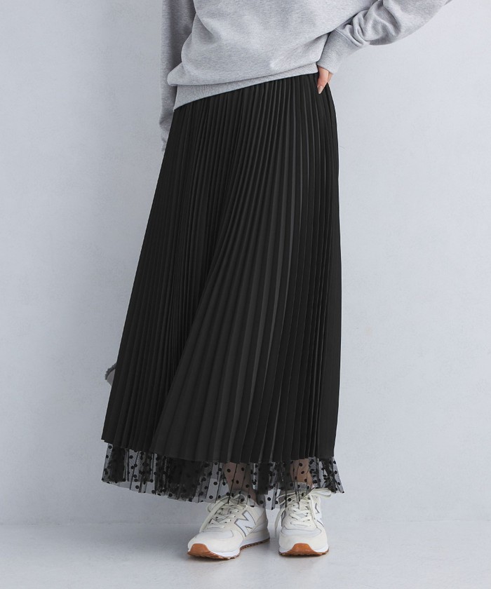 size SHORT/TALLあり］2WAY チュール ドット プリーツ スカート