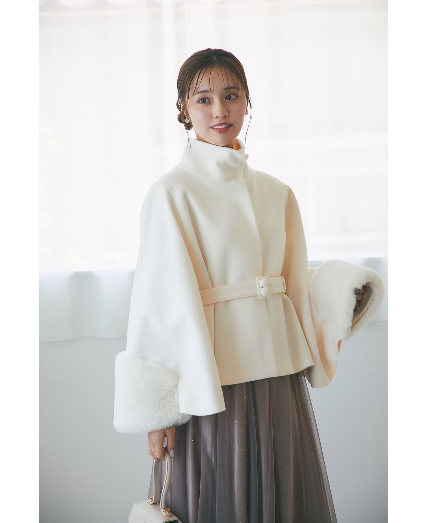 トッコクローゼット tocco closet 2WAYファー＆ベルト付きケープ