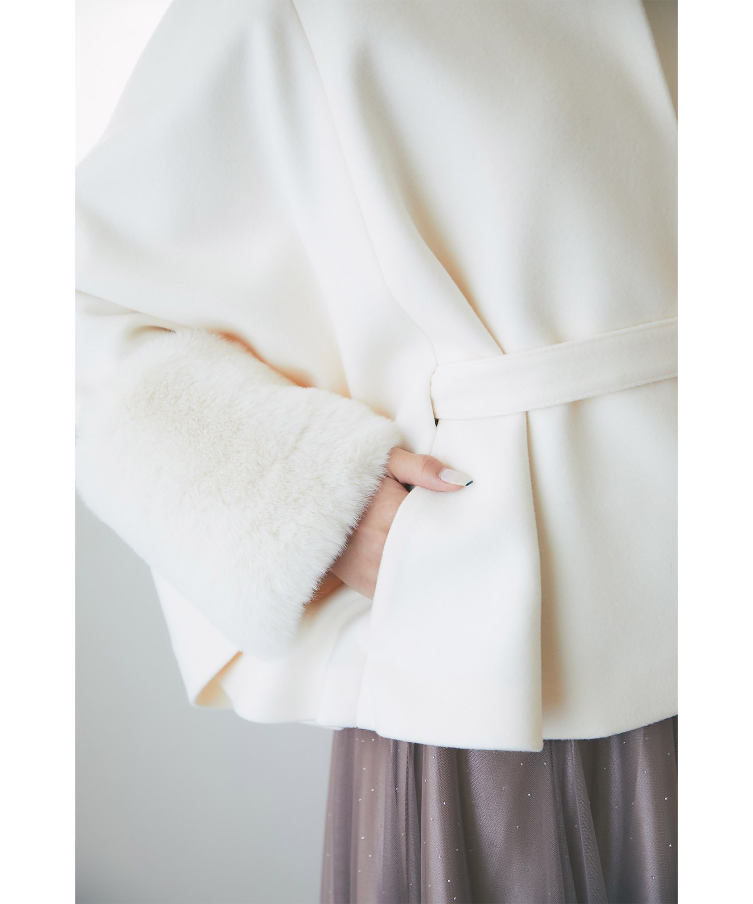 トッコクローゼット tocco closet 2WAYファー＆ベルト付きケープ