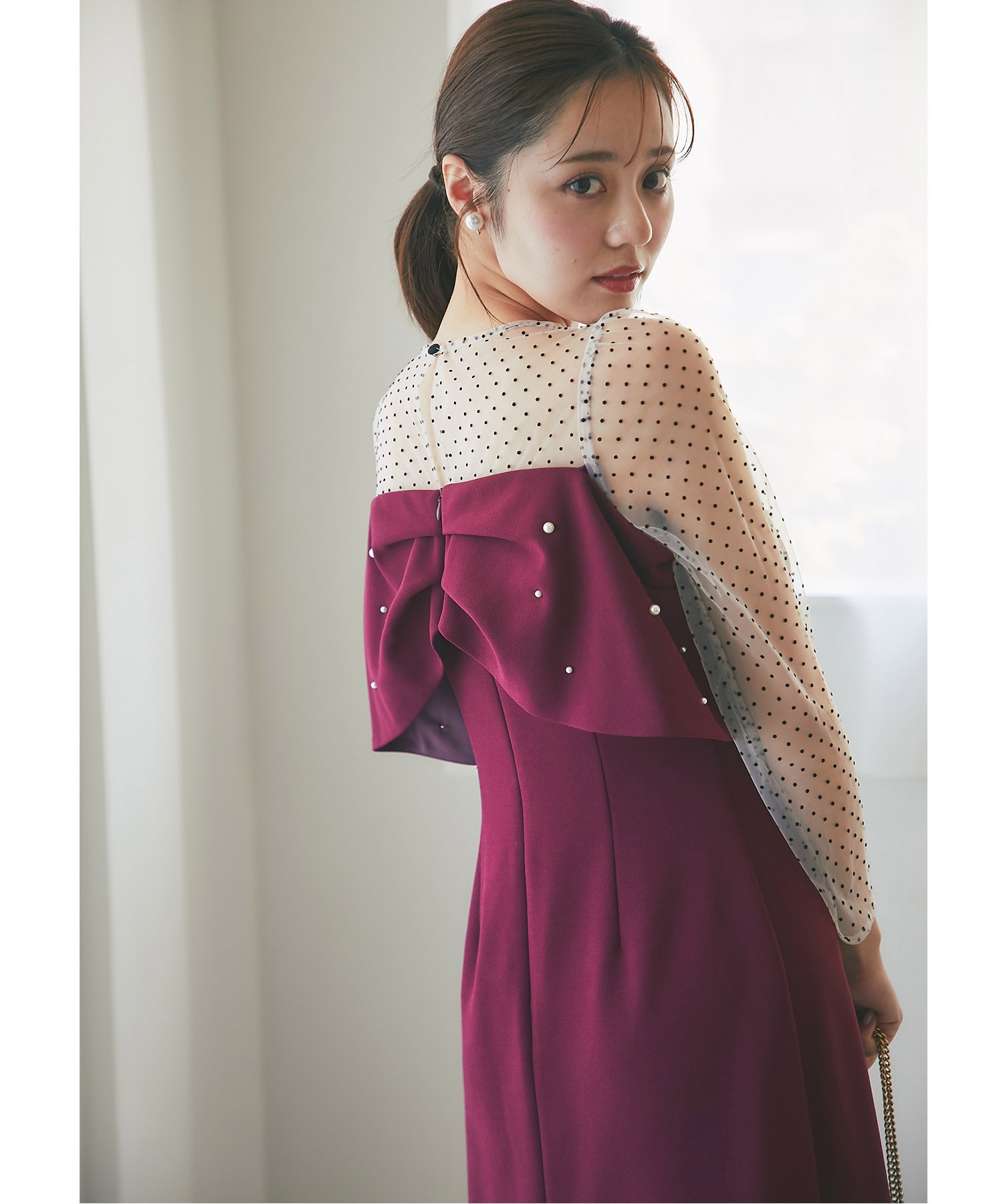 再入荷 ブラック ドレス モード チュール ワンピース レッド レッドロングチュール シースルーレース膝丈ドレスワンピース