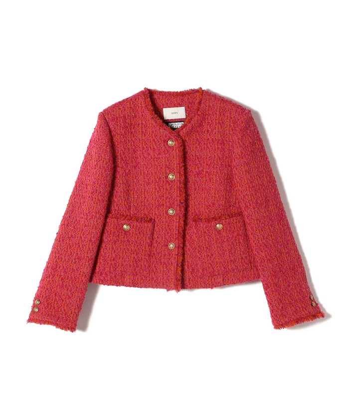SHIPS - 【SHIPS】ツイードノーカラージャケット セール 40%OFF】GIOLICA: ツイード ノーカラー ジャケット