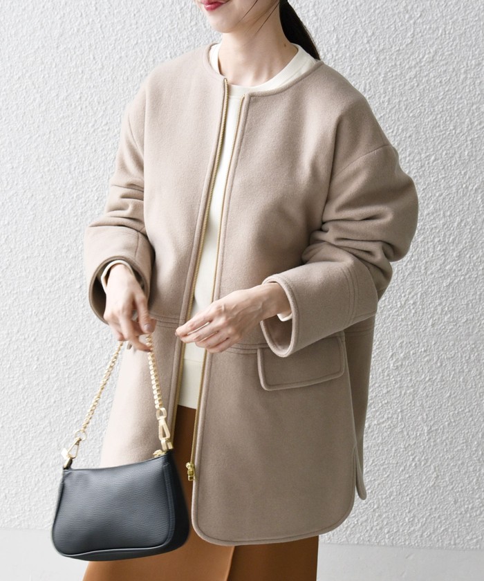 セール 30%OFF】SHIPS any: SUPER100 ノーカラー ジップ セール 30%OFF】SHIPS any: SUPER100 ノーカラー ジップ