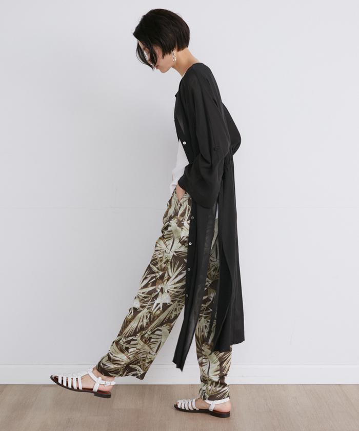 極美品•大きい レリアン リーフ プリント イージー ラップ パンツ　ボタニカル ポプリンボタニカルプリントパンツ ボタニカル 柄[品番