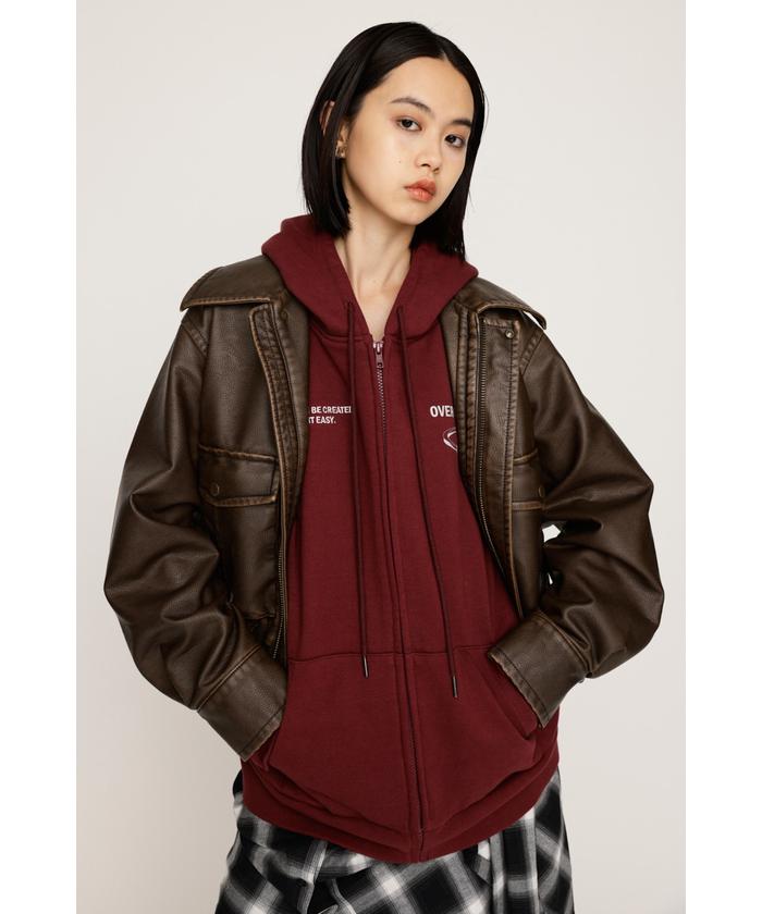 【未使用】SLY AGING F／LEATHER FLIGHT ジャケット　1 SLY | VINTAGE FAUX SHEARLING ジャケット (ブルゾン ) |SHEL