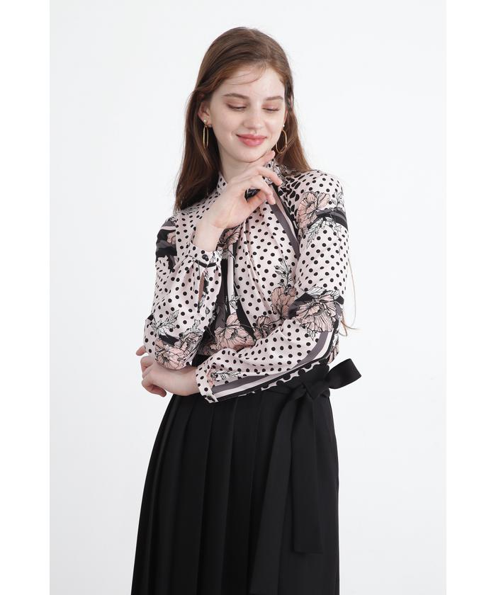 クーポン】【セール 30%OFF】◇ラインブロックフラワープリント