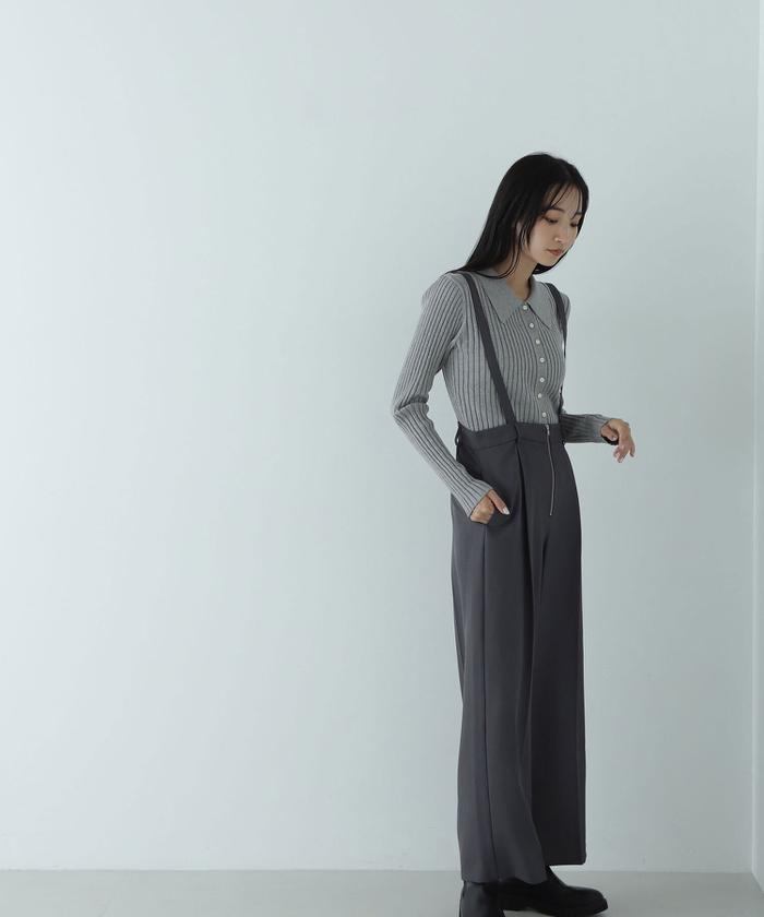 セール 50%OFF】サス付フロントジップワイドパンツ(506864546