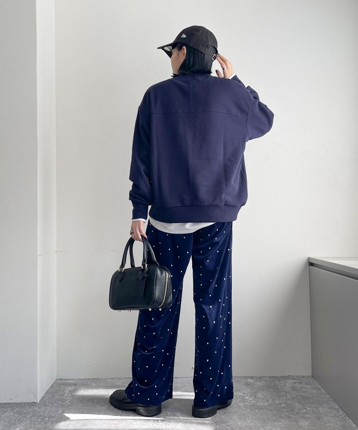 セール】《セットアップ対応》ベロアドット刺繍イージーパンツ