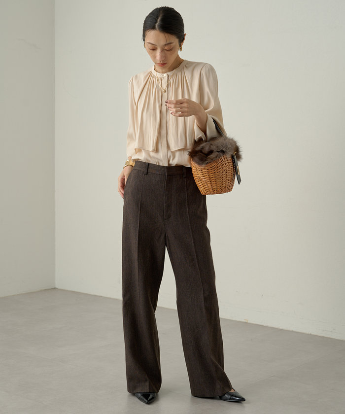 【Loungedress】割繊カラーブラウス　ブラック パル PAL 【Loungedress】割繊カラーブラウス （black