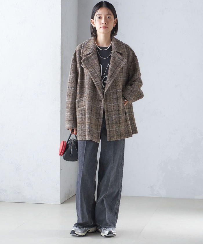 セール 30%OFF】スライバー チェック ショート Pコート セール 30%OFF】スライバー チェック ショート Pコート