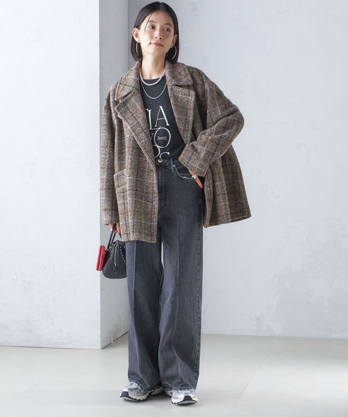 セール 30%OFF】スライバー チェック ショート Pコート セール 30%OFF】スライバー チェック ショート Pコート