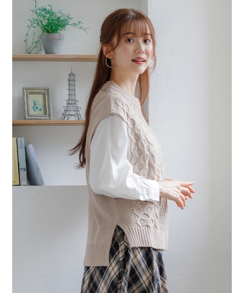 Glam Lipsグラムリップス ケーブルニット ベスト glamlips ニットベスト