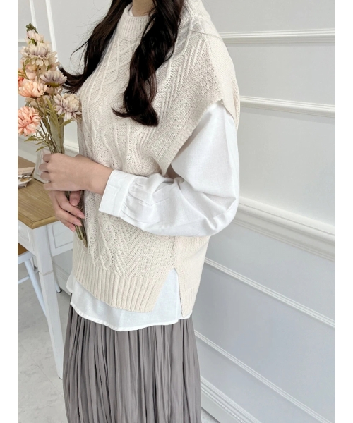 Glam Lipsグラムリップス ケーブルニット ベスト Glam Lips(グラムリップス) OFFICIAL ONLINE STORE