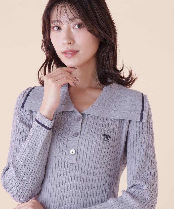 JILL by JILL STUART｜ミニケーブルビッグカラーニット