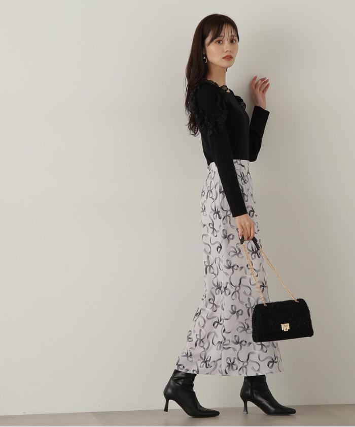 セール 60%OFF】リボン柄ナロースカート 24AW(506871669 セール 60%OFF】リボン柄ナロースカート 24AW(506871669
