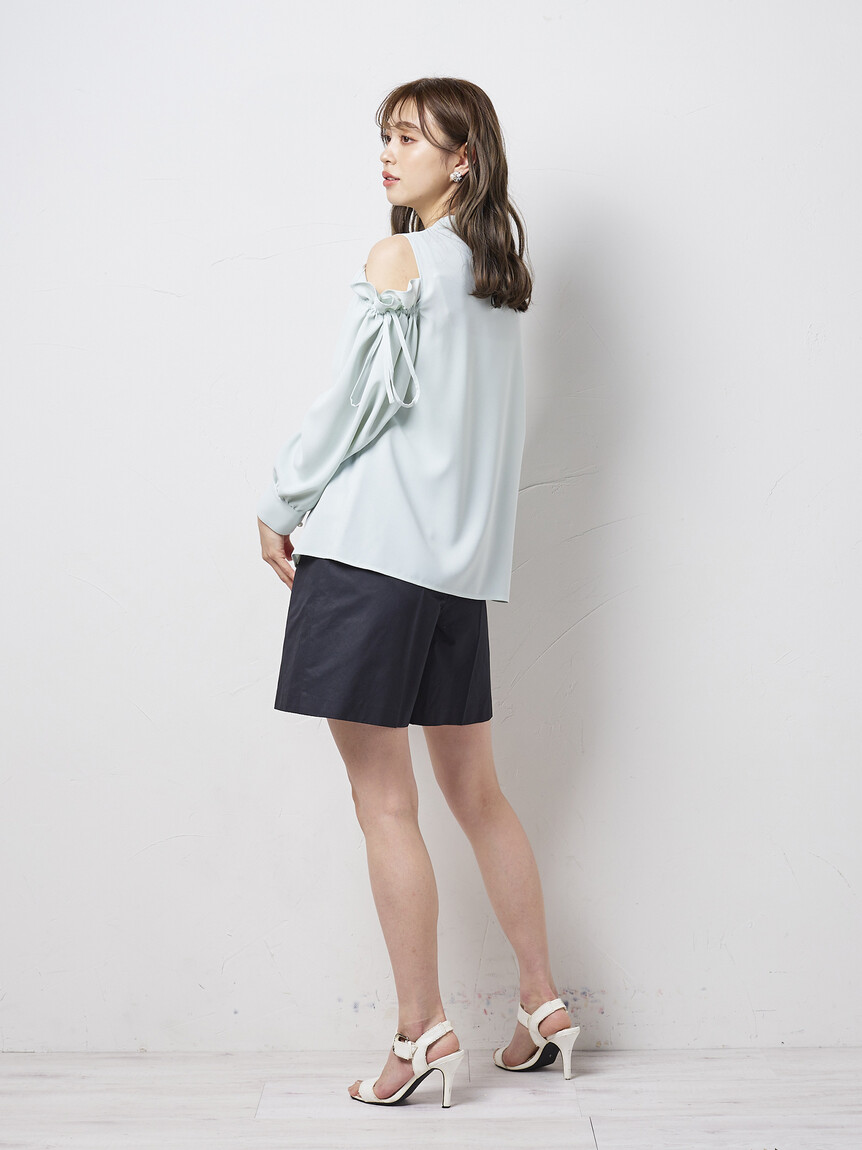 ブラウス&キュロット　Queens court ジョーゼットフロントヨークシャツブラウス≪手洗い可能