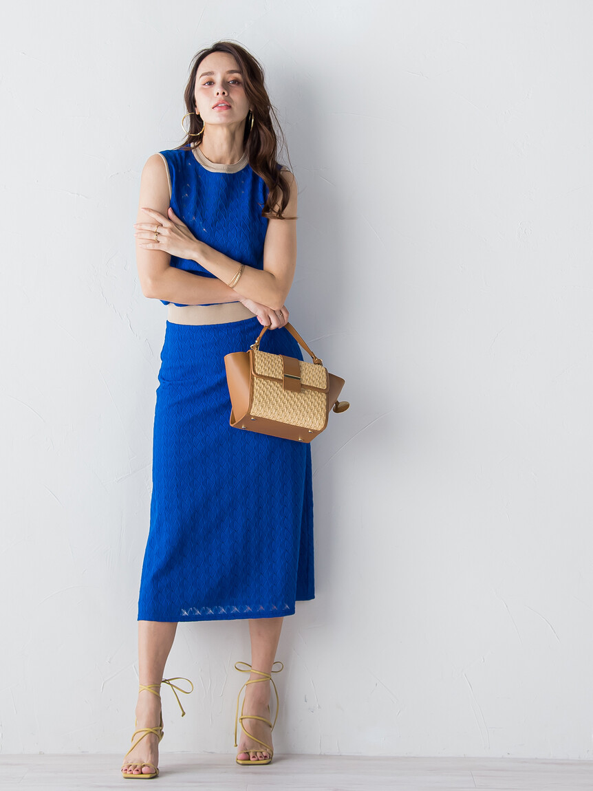 【美品】Viaggio Blu ビアッジョブルー ノースリーブワンピース　ブルー セール 40%OFF】ビアッジョブルー Viaggio Blu バルファスレース