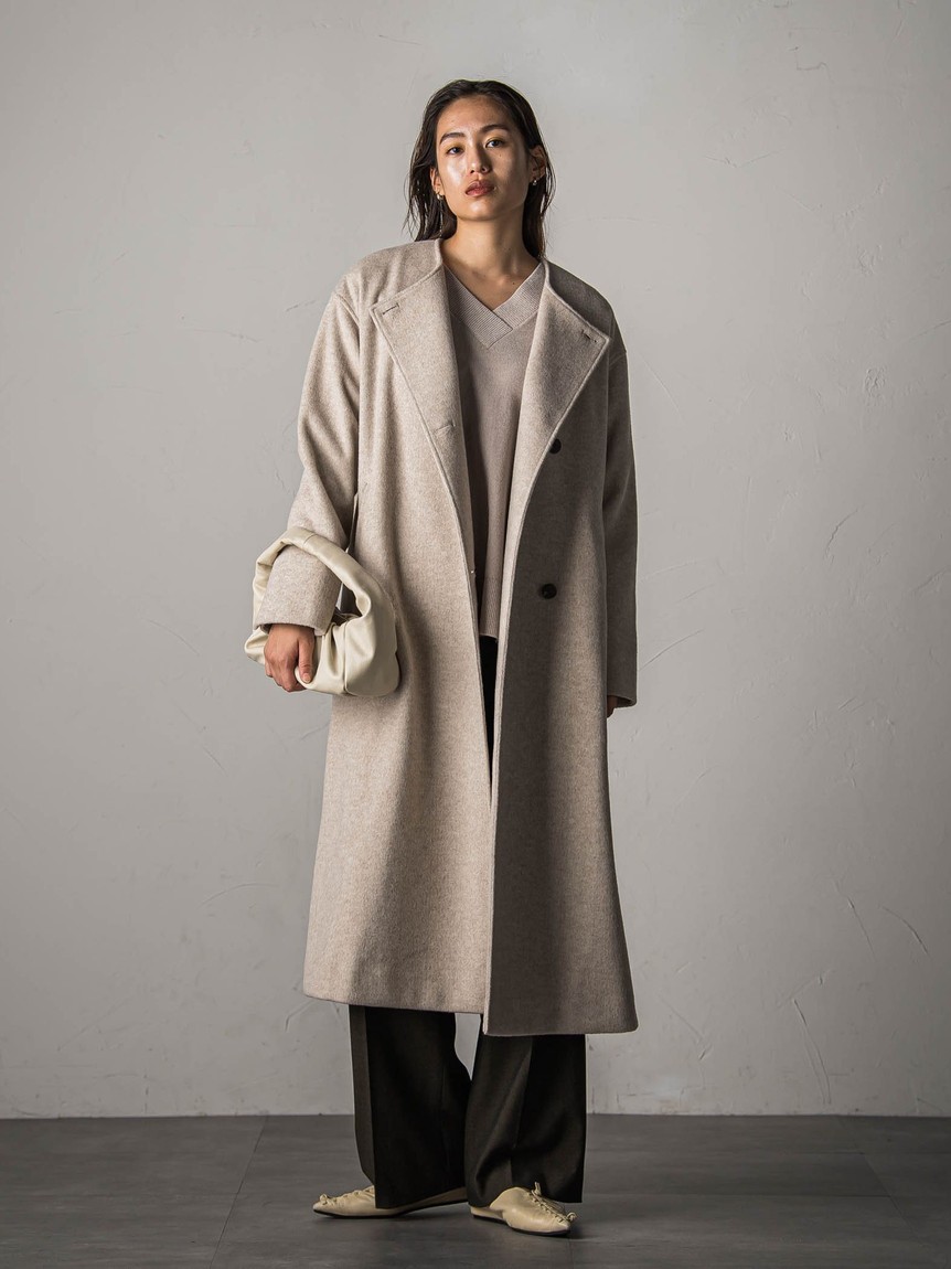 MAYSON GREY / メイソングレイ ベロアモールVネックニットプルオーバー≪手洗い可能≫ セール】 ベロアモールVネックニットプルオーバー≪手洗い可能