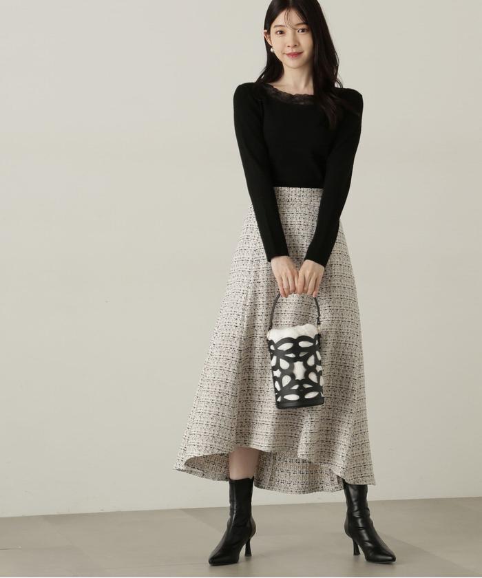 セール 10%OFF】ミックスツイードフレアスカート 24AW(506870399 セール 10%OFF】ミックスツイードフレアスカート 24AW(506870399