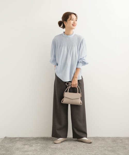 セール 20%OFF】ピンタックフリルスタンドカラーブラウス