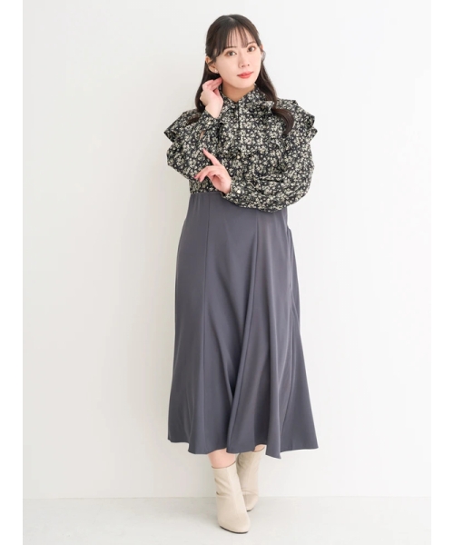セール】【WEB限定】花柄ボウタイドッキングワンピース