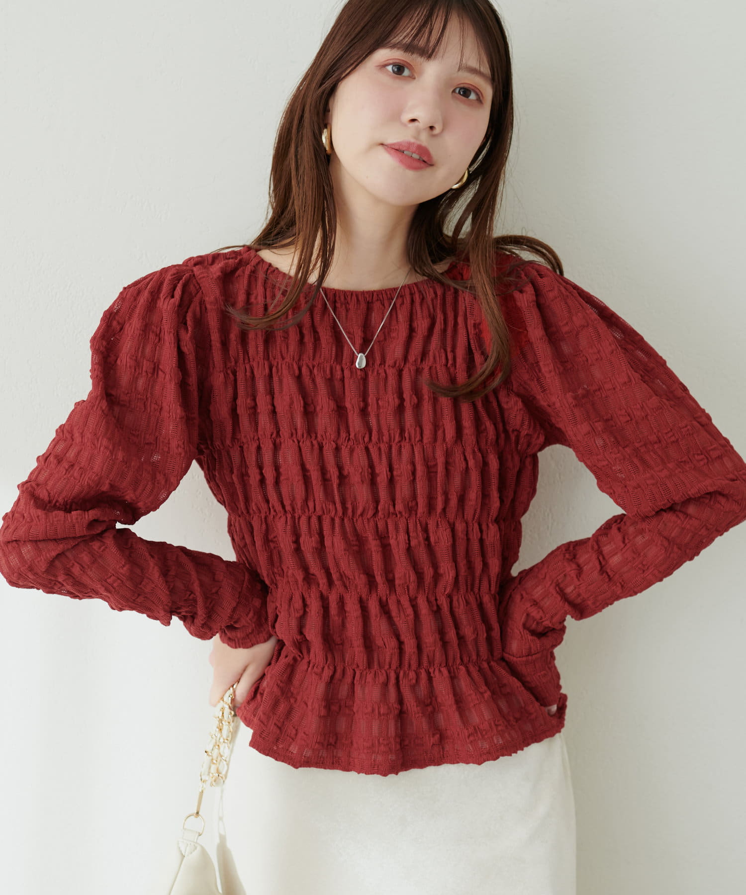natural couture】シアーシャーリングトップス トップス