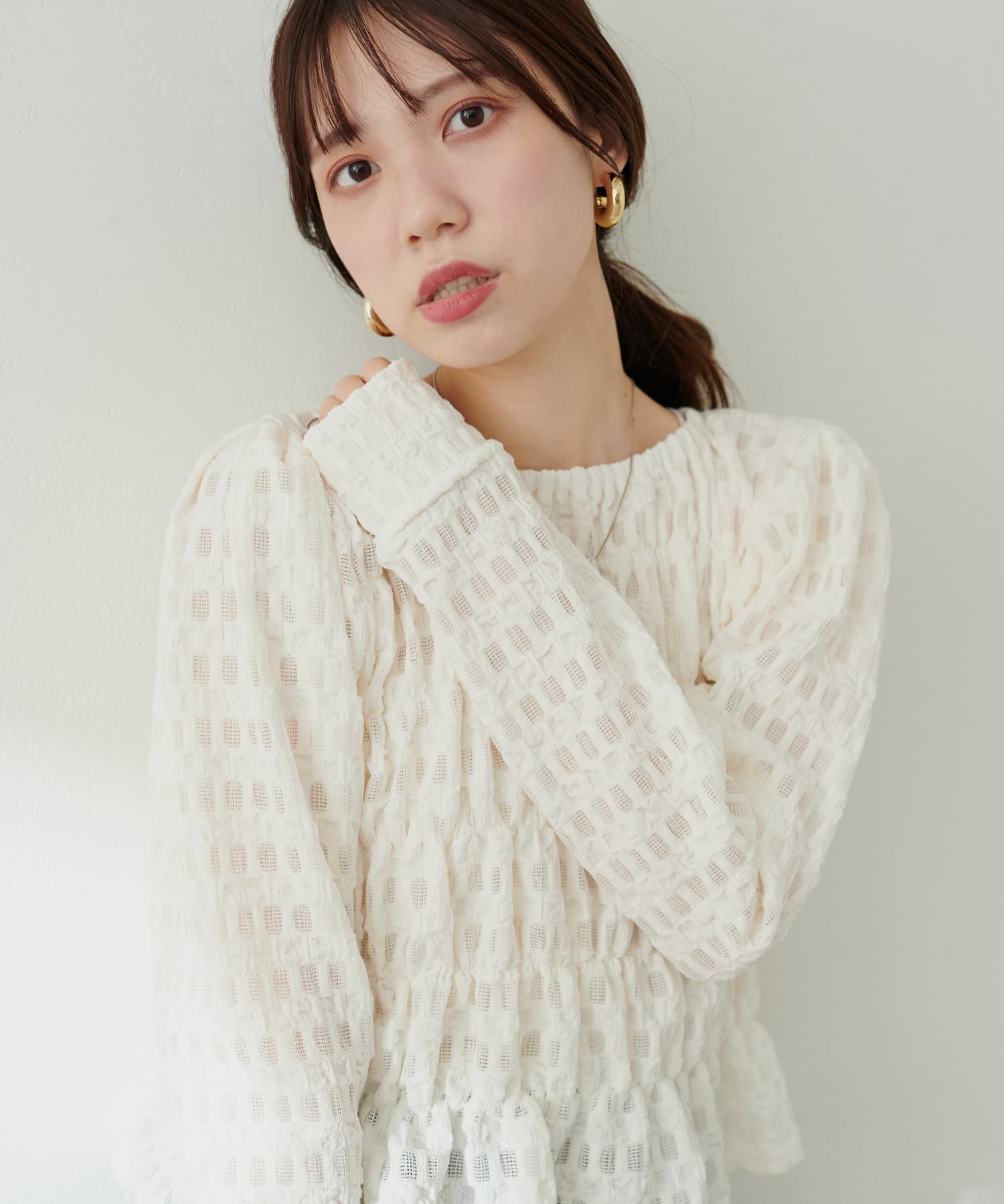 クーポン】【natural couture】シアーシャーリングトップス クーポン】【natural couture】シアーシャーリングトップス