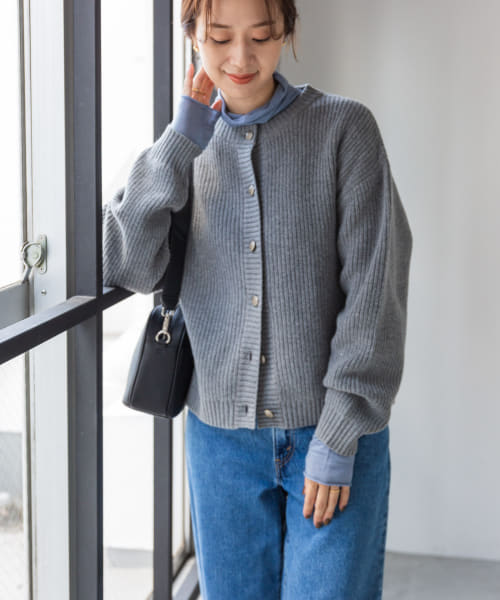 URBAN RESEARCH DOORS / アーバンリサーチ ドアーズ ハミルトンウール畦クルーネックカーディガン ハミルトンウール畦クルーネックカーディガン | アーバン